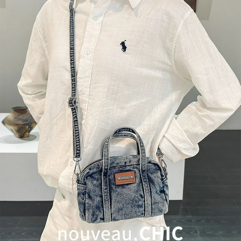 New Korean Style Mini Crossbody Bag Fashion Denim Shoulder Bag for Teenage Girl Relaxing and Versatile Travel Bag