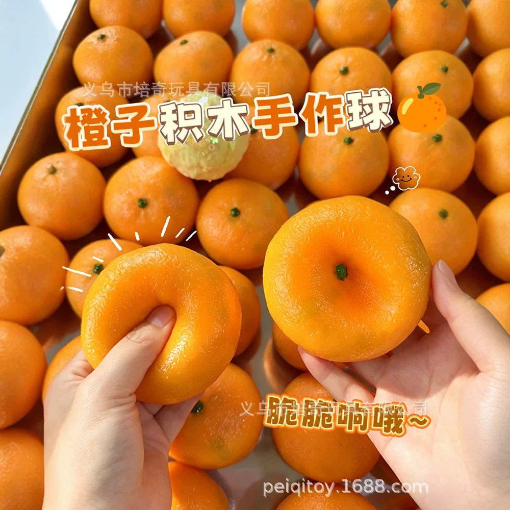 Orange Crispy Handmade Ball Ice Sand Ball Does Not Rebound, Relieves Stress, Pinch, and Play with Toys