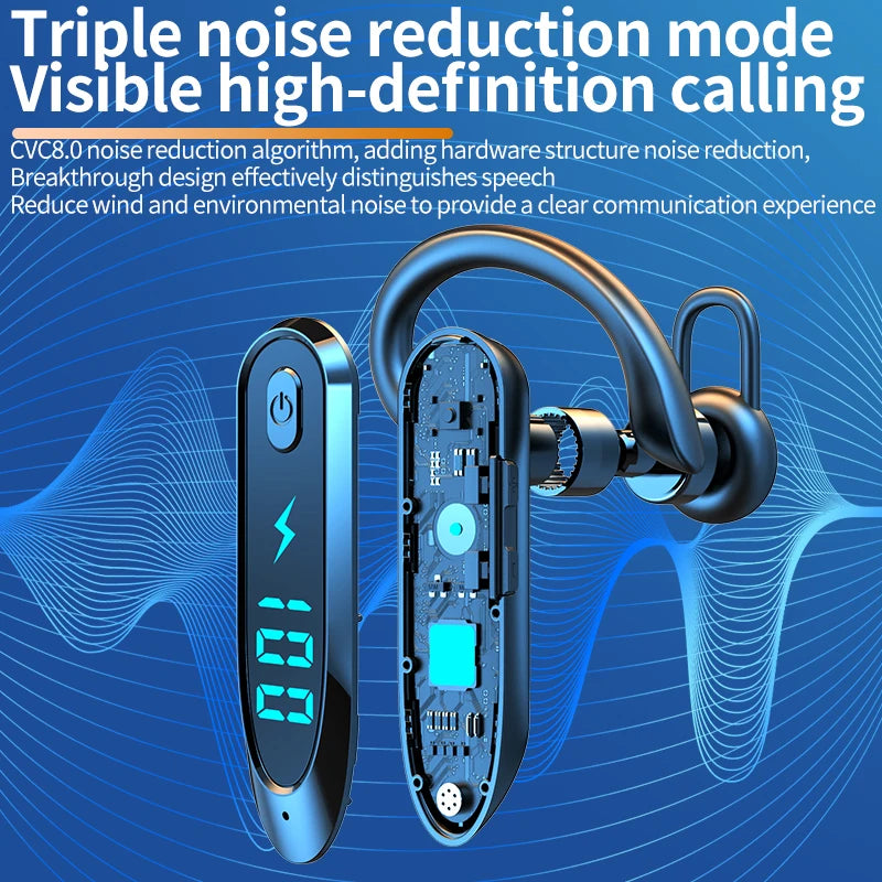 Bluetooth 6.0 Earphone Ear Hook Headphone 270 Degree Rotation LED Display HIFI Stereo Noise Reduction Headset Waterproof Earbud