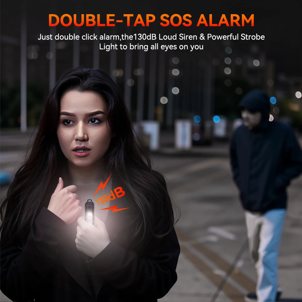 Hollarm Personal Safety Alarm Keychain 130dB for Women USB Rechargeable Protection Emergency LED Light Alarm for night running