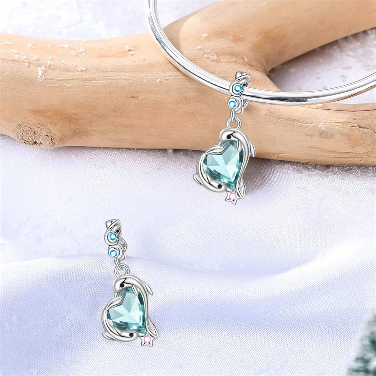 Original Charms Silver Plated Beads Fit Bracelets Charms Diy Women Gift Accessory Magic House Witch Heart Blue Crystal Pendant