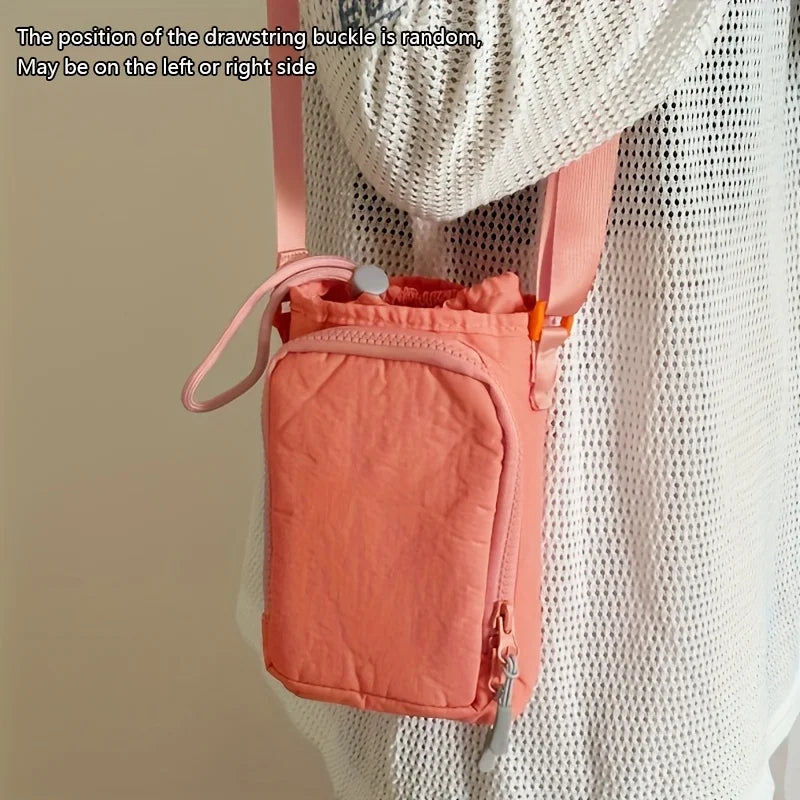 Small Water Bottle Carrier Bag with Adjustable Shoulder Strap Convenient Outdoors Water Bottle Pouch with Phone Pocket