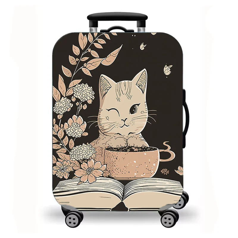 Luggage Cover, Cute Cartoon Cat Kitten Paw Print Stretch Suitcase Protector, Washable Anti-Scratch Travel Baggage Cover