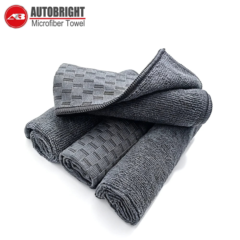 AUTOBRIGHT Dual-Sided Microfiber Car Towel Super Absorbent Double Texture For All Auto Detailing Home Office Cleaning