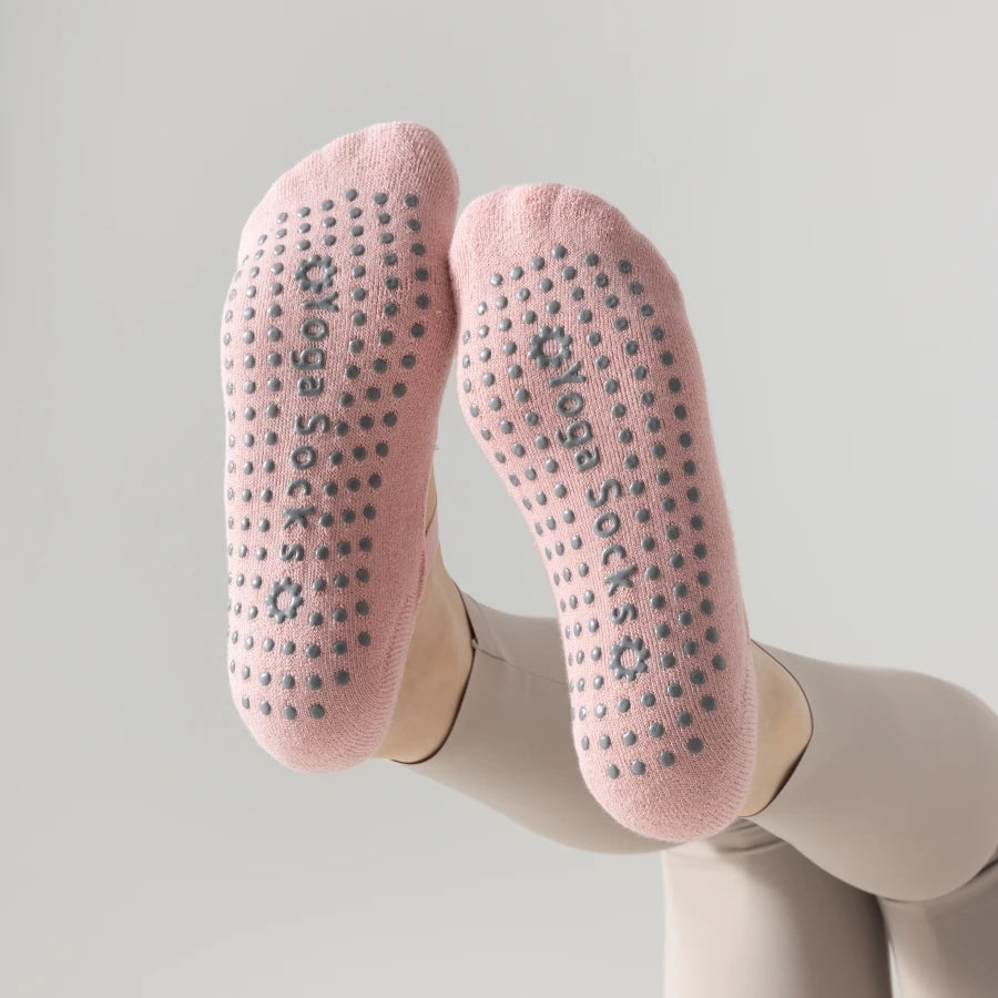 1 pair Professional Yoga Socks,  Cotton Strapping Silicone Anti-Slip Pilates Fitness Dance Floor Socks