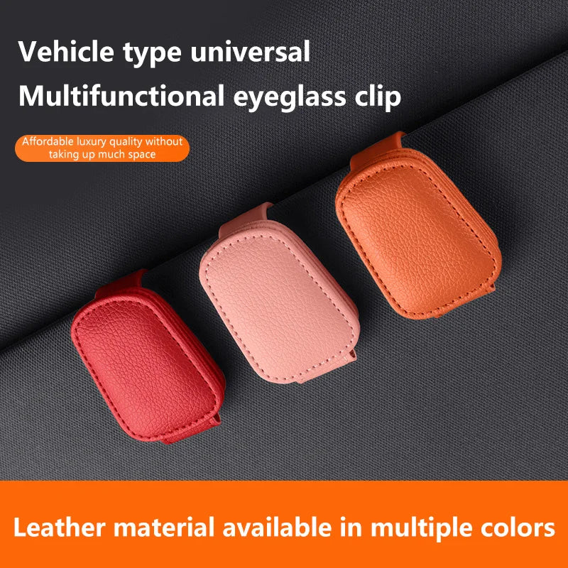 Multifunction Car Sun Visor Glasses Clip Leather Eyeglasses Clip Magnetic Sunglasses Holder Hanger Universal Interior Parts