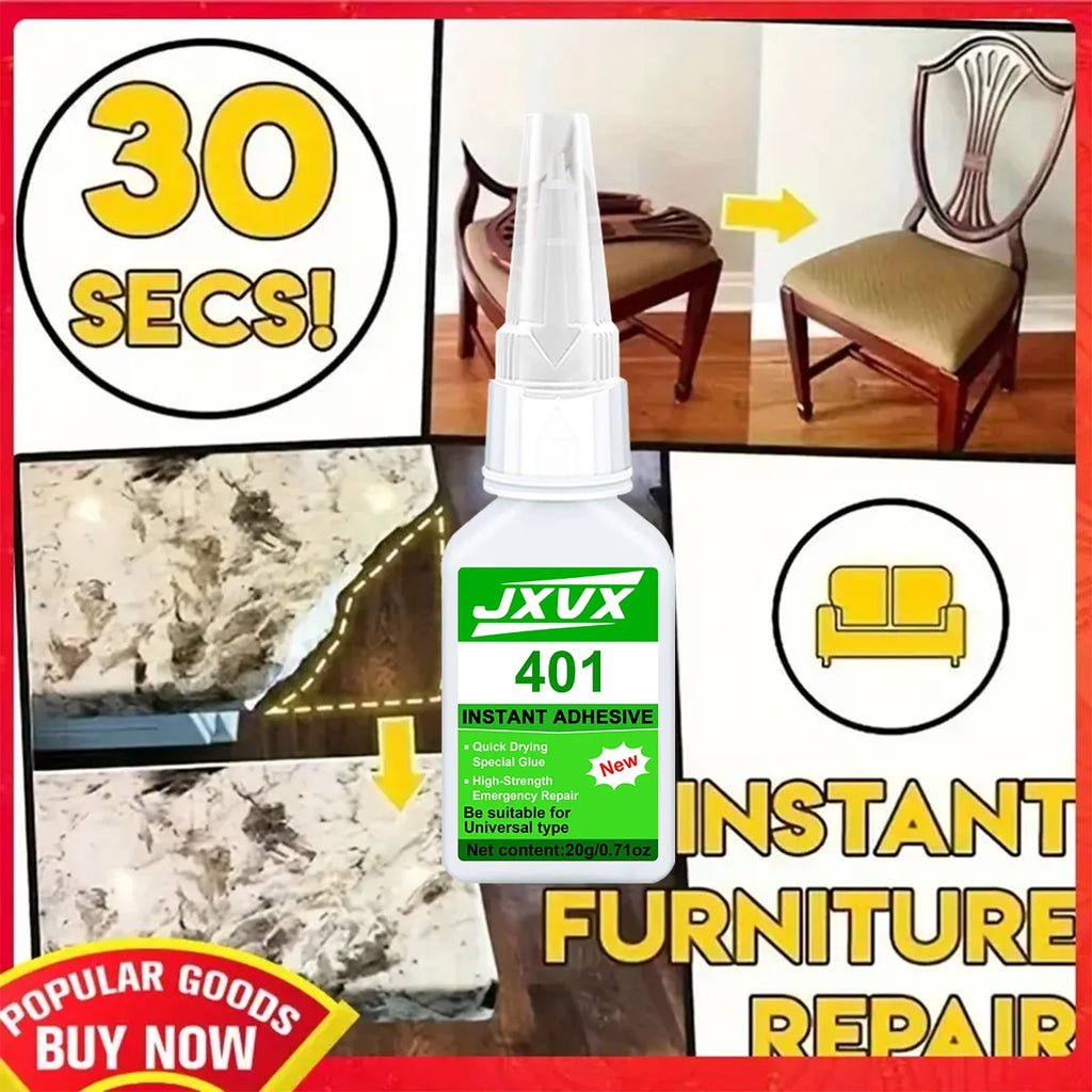 Jxvx Strong Transparent 401 Glue, Multi-Purpose Super Strong Adhesive Instant Glue Resin, Ceramic, Rubber, Shoes, Plastic Quick Repair Office Supplies Quick-Drying Waterproof Adhesive