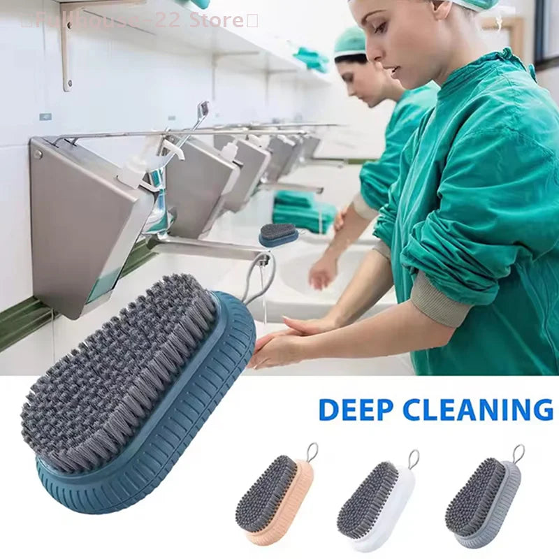 Portable Plastic Handle Cleaning Brush, Soft Bristle Laundry Clothes Shoes Scrub Brush, Household Scrubbing Brush