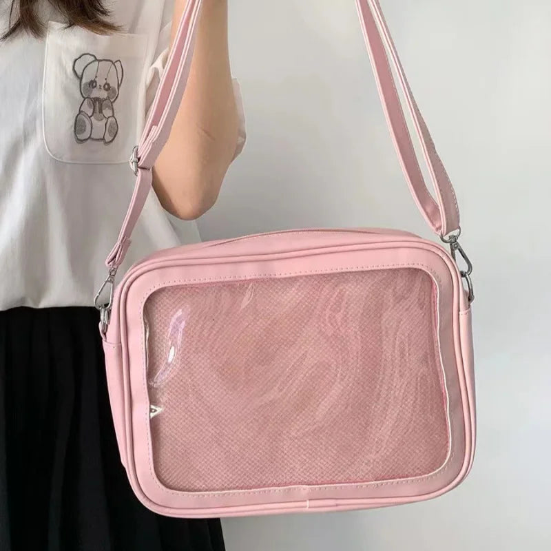 Clear Window Itabag Adjustable Strap Crossbody Bags Girls Anime Dolls Daily Handbag Shoulder Messenger Bag for Women Work School