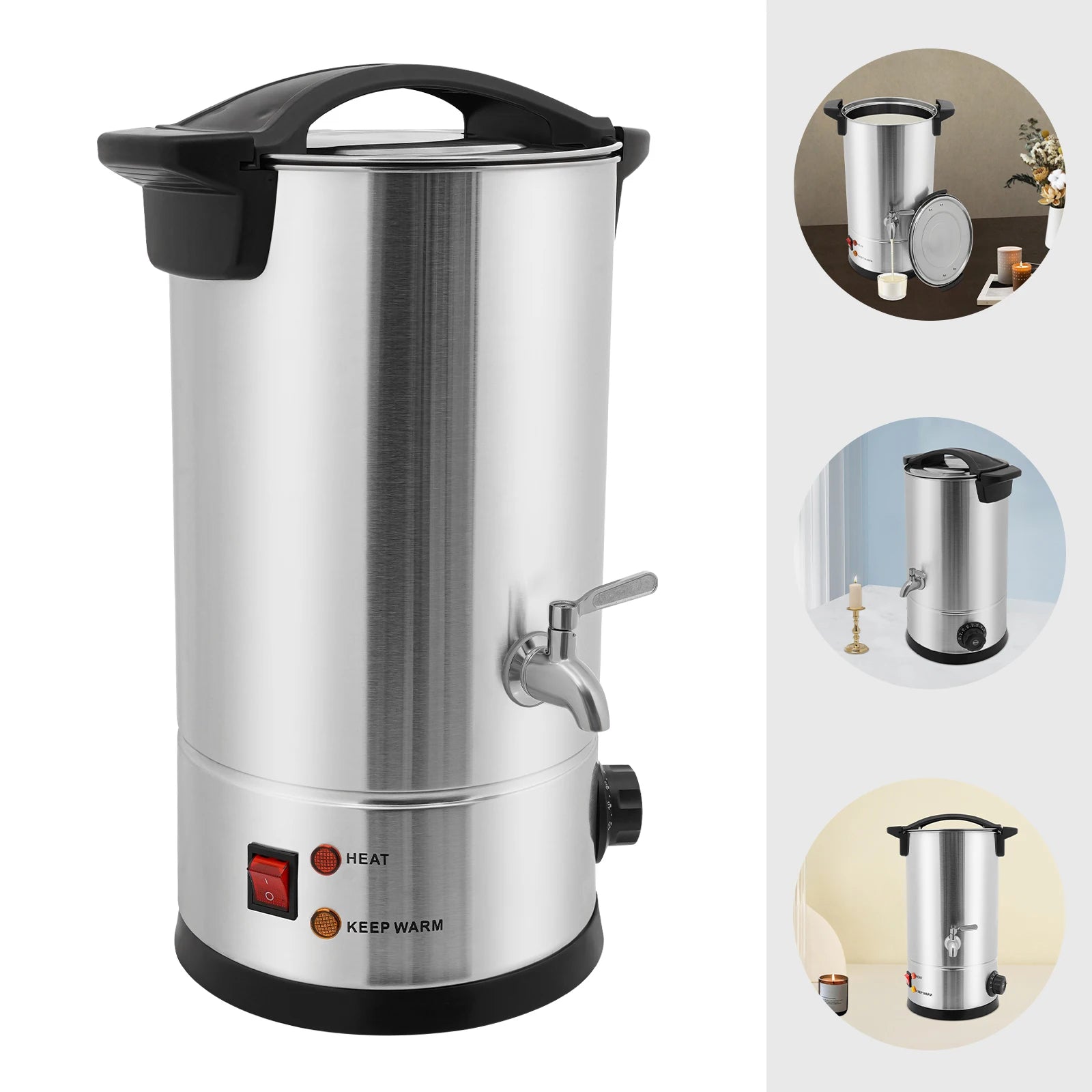 8L/10L/12L/15L Wax Melter for Candle Making, 1.8KW Electric Wax Melt Oven Stainless Steel Wax Melting Pot Wax Warmer Machine Kit