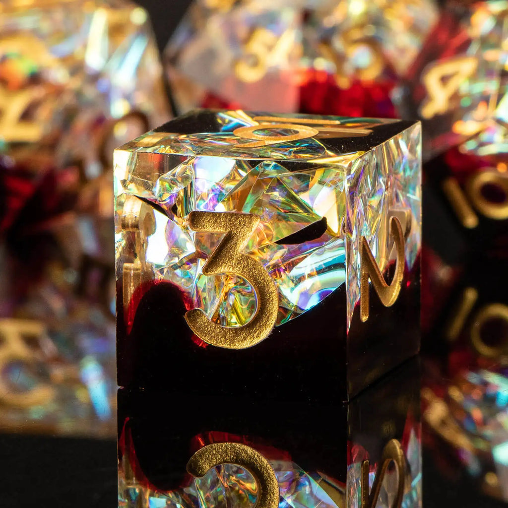 Resin Sharp Edged DND Dice, Handmade Dungeons and Dragons Dice Set D&D, RPG Polyhedral D and D Dice Set for Role Playing Game
