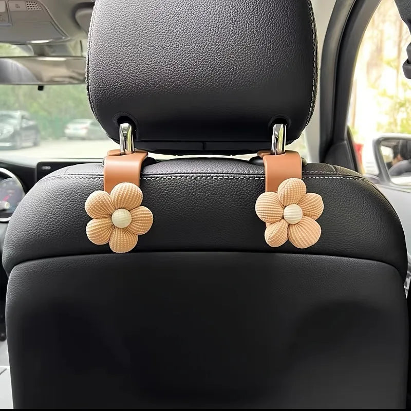 Lovely Multi-functional Flower Car Seat Back Hook,Temperament Flower Seat Back To Store Car Supplies