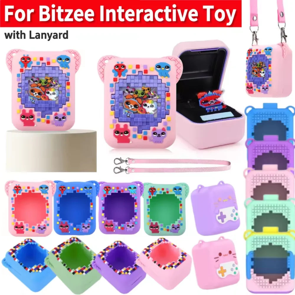 Silicone Carrying Case for Bitzee Interactive Toy Digital Pet Protective Cover with Lanyard Waterproof Shockproof Protective Cas