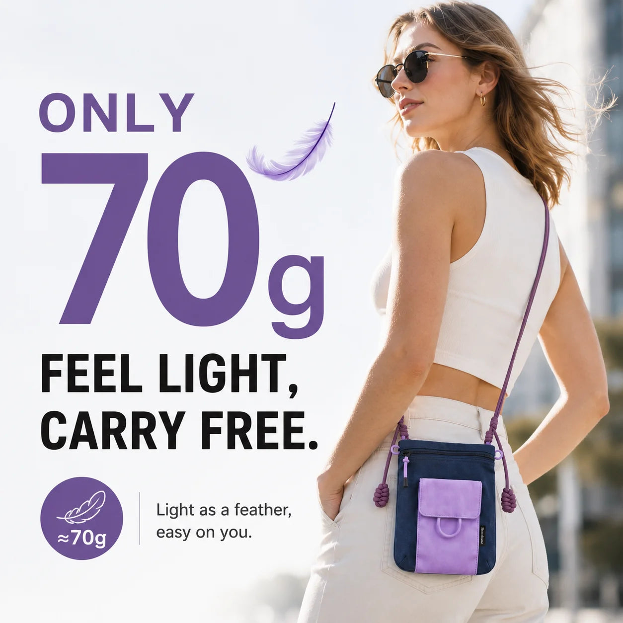 Unisex Mini Crossbody Phone Bag Lightweight Nylon Shoulder Pouch Adjustable Strap Small Travel Bag for Travel Outdoor Walking
