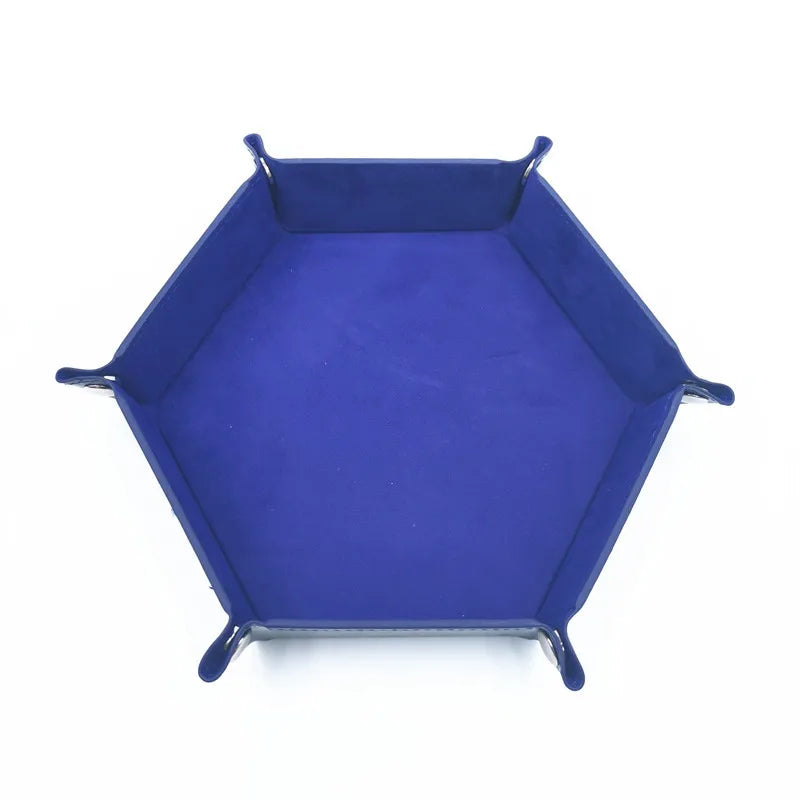 18Colors Foldable Dice Tray PU Leather Flannel Hexagonal Dice Rolling Plate Table Game Office Sundries Key Portable Storage Box