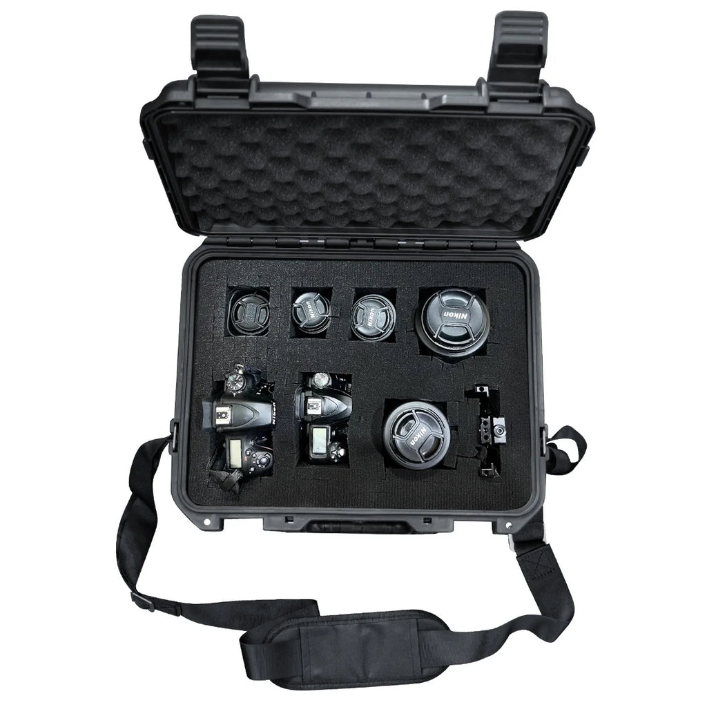 Equipment Hard Case with Pre-cut Sponge and Single Crossbody Strap, for Camera Photography Safety Toolbox Portable Case Suitcase