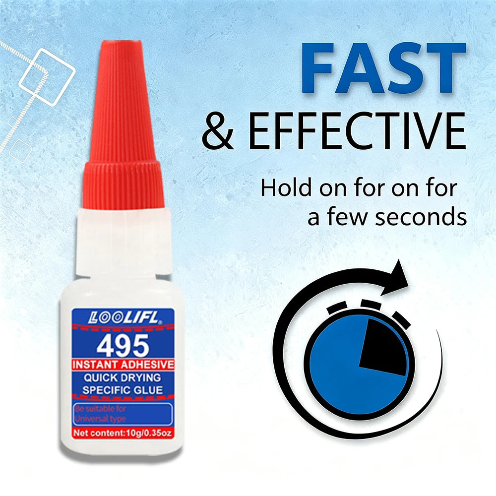 495 10g Super Instant Glue Quick Dry Strong Adhesive Precision Tip Universal Repair Glue Plastic Metal Ceramic Rubber Fix Glue