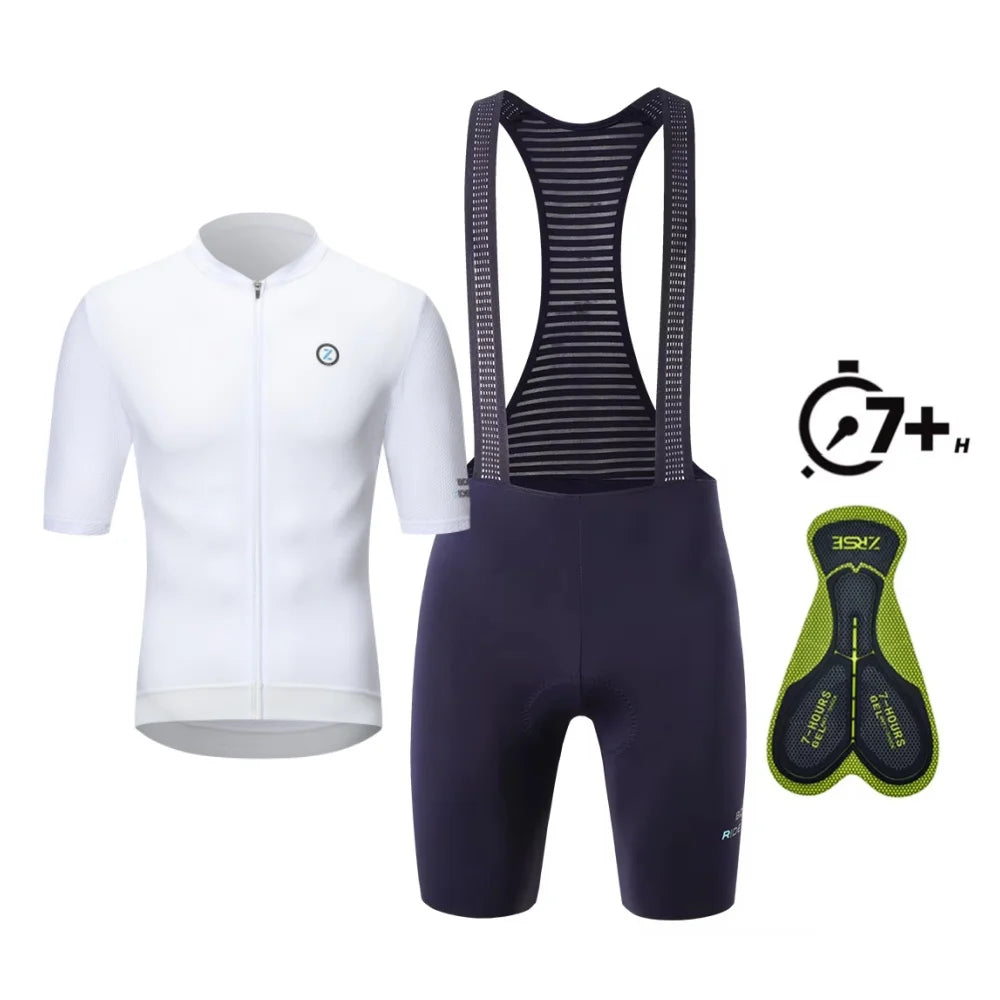 ZRSE Men's Short Sleeve Jersey & Padded Bib Shorts Set Quick Dry Breathable Lean Lightweight for Road Bike MTB Gym Sports