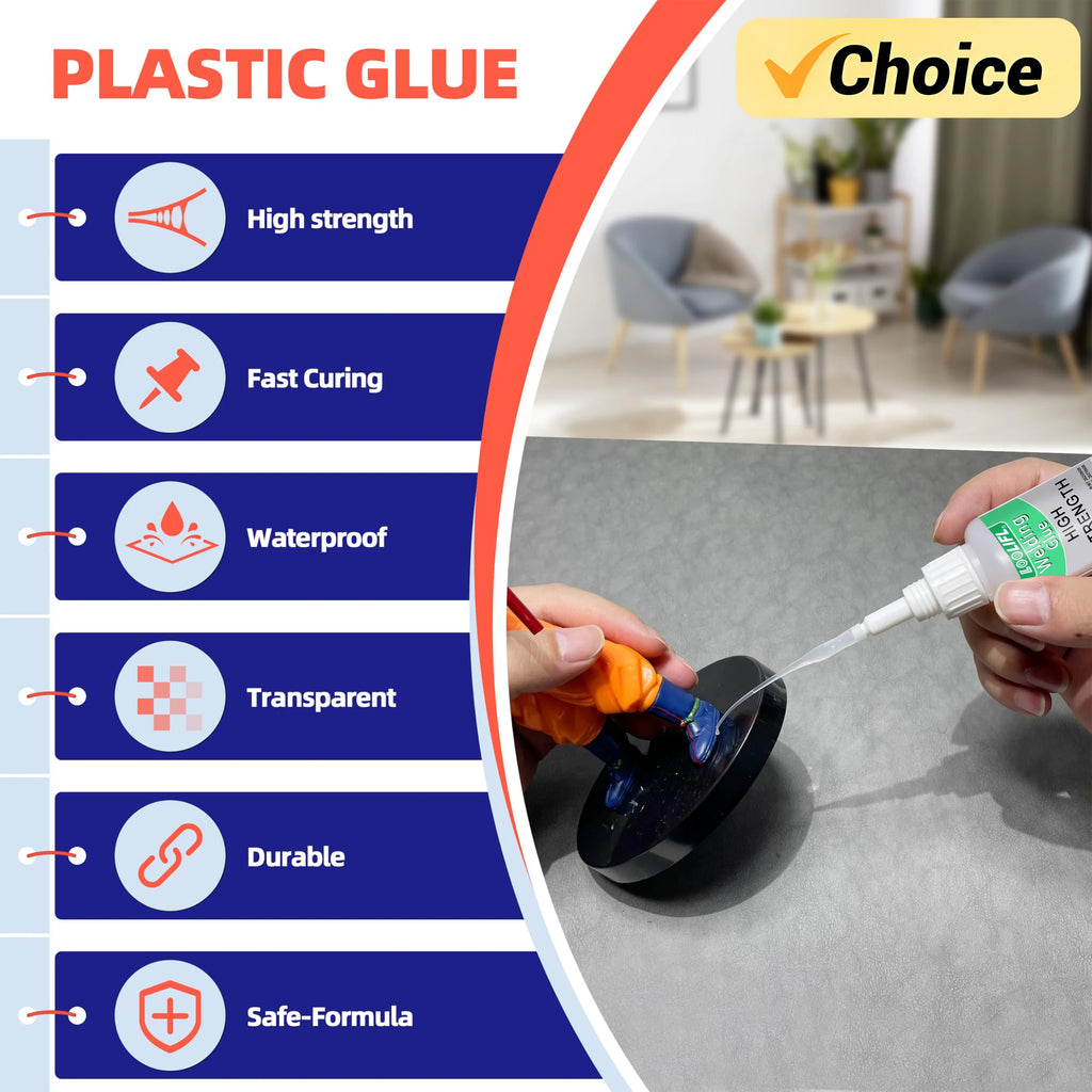 Super Strong Adhesive, Cyanoacrylate, Quick Drying Adhesive, Suitable for Toys, Plastics, PVP Pipes, Acrylic Sheets, Transparent
