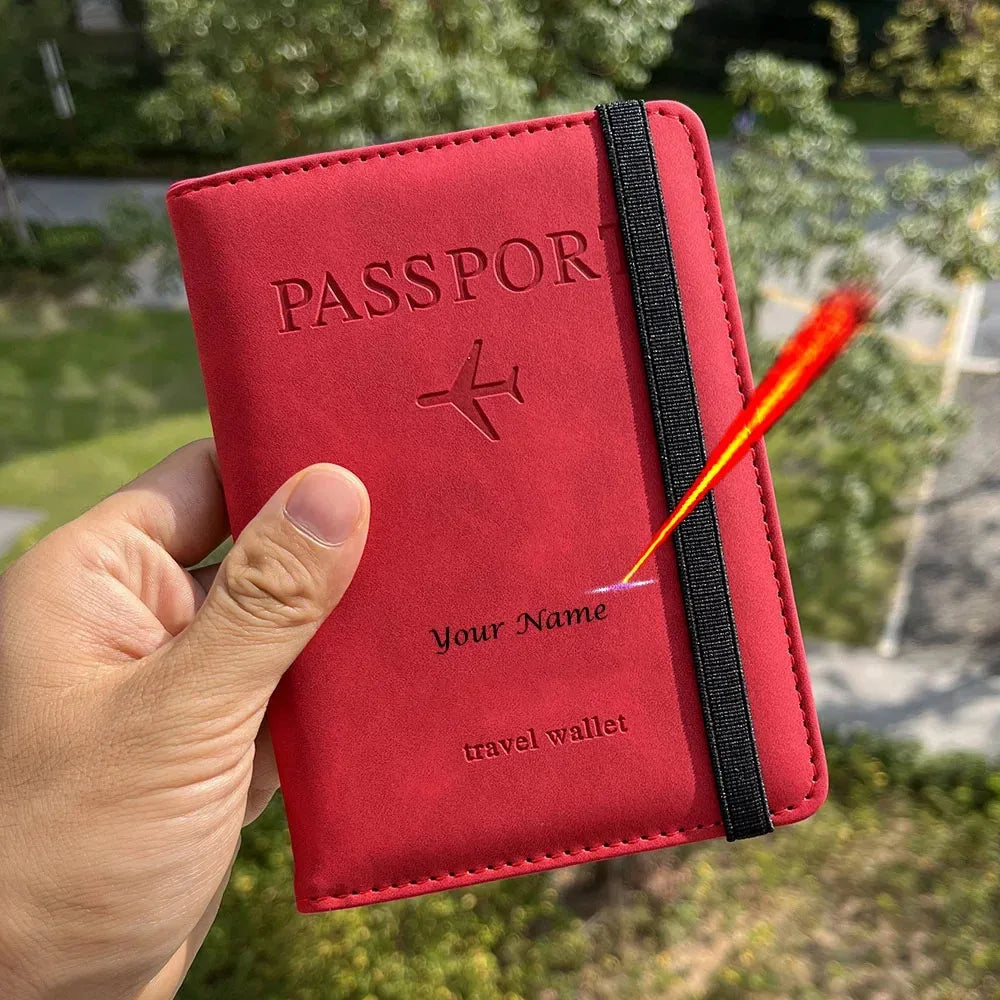 Designer Personalised Passport Cover Travel Document holders for Travel Business Elastic Band customised passport holder