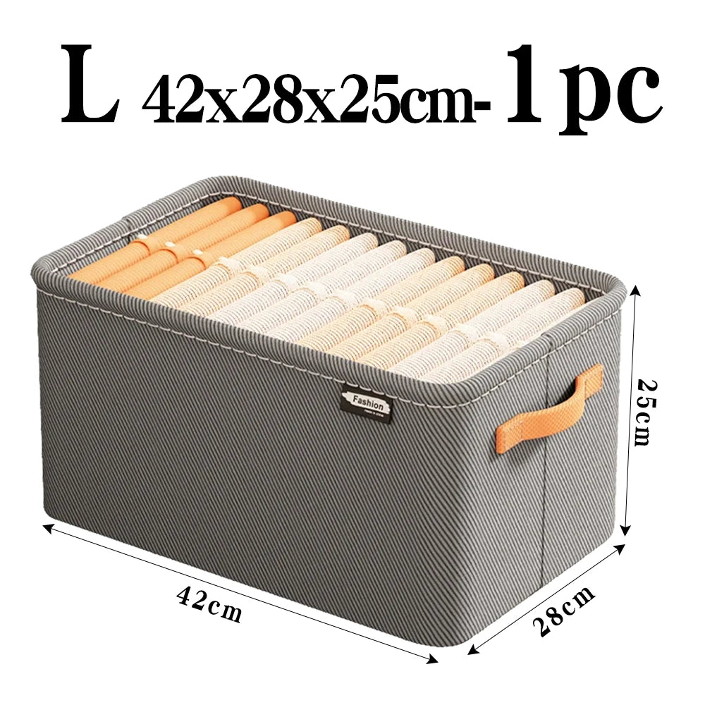 Steel Frame Clothes Storage Box Foldable Fabric Wardrobe Organizer Open Top Drawer Bin for Sweaters Pants Closet Organization