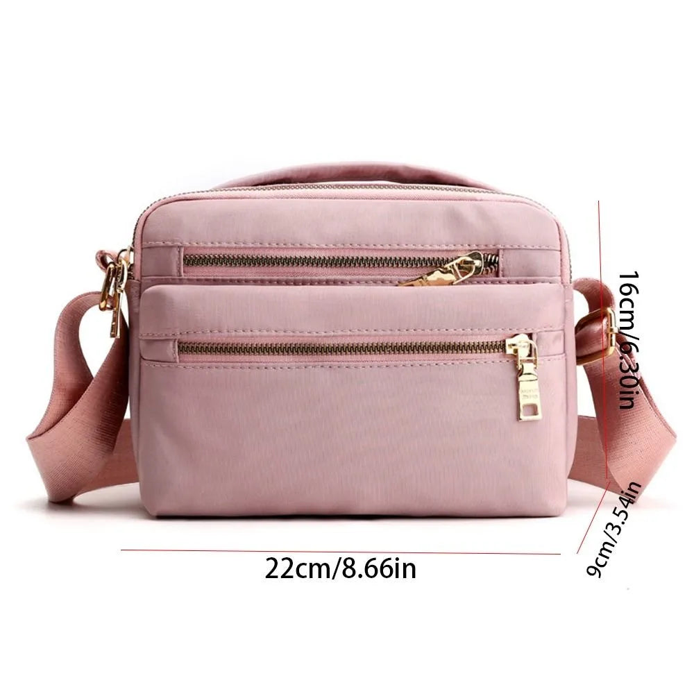Casual Multi Layer Nylon Crossbody Bag Zipper Canvas Women Backpack Korean Style Waterproof Oxford Shoulder Bag Travel