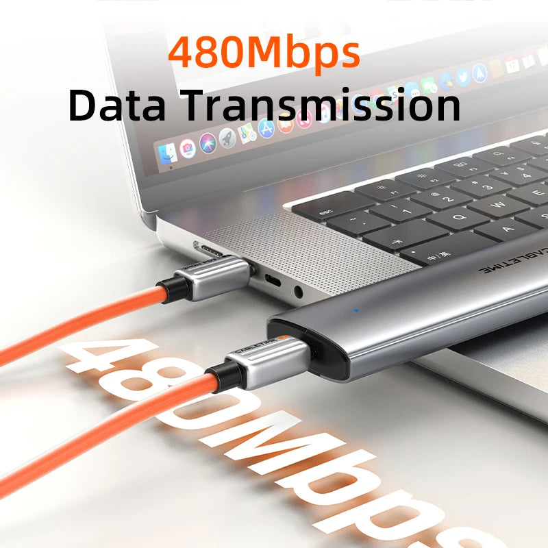 CABLETIME USB C to USB C Cable PD240W Type C Cable Fast Charging PD 3.1 Cable Zinc Alloy 480Mbps Data Transmission for Laptop iPhone 17 Pro Max