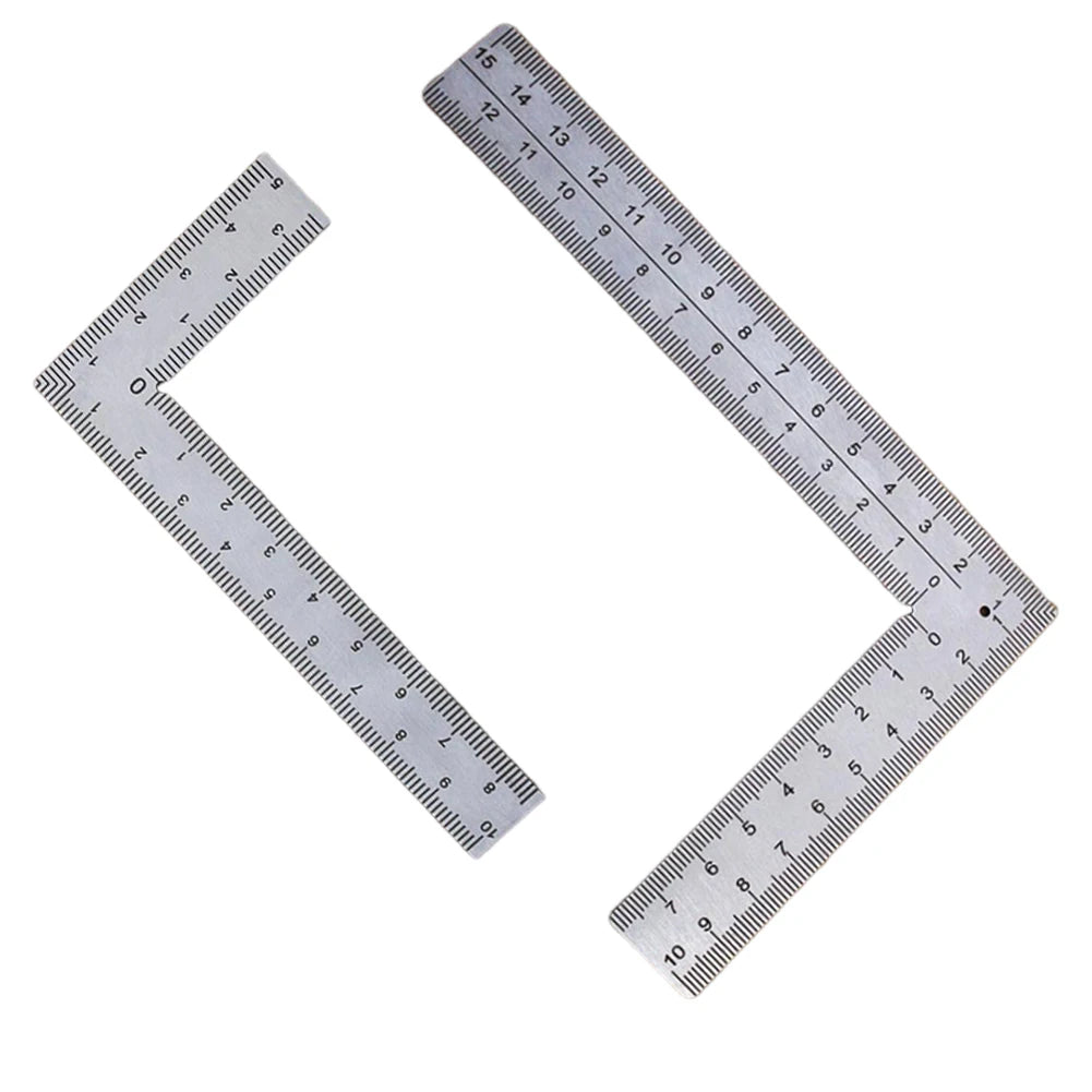 2Pcs Measuring Layout Tool Stainless Steel Square 90 Turning Ruler Precision Building Framing Gauges Mini L-Shaped Ruler