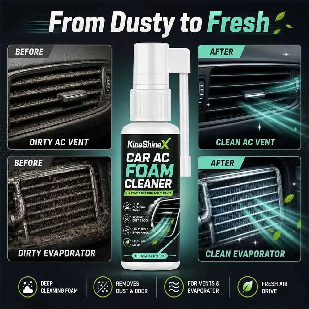 Car AC Foam Cleaner Long Nozzle Air Vent Evaporator Deep Clean Spray Remove Dust Odor Air Conditioner Deodorant