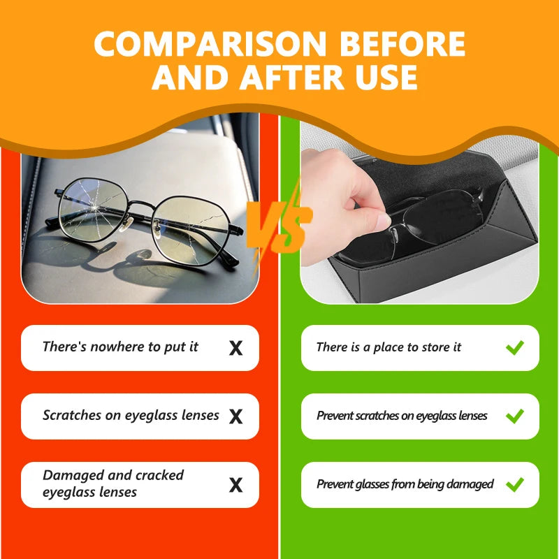 For Renault Leather Car Sun Visor Glasses Case Sunglasses Storage Clips Accessories RS Clio Scenic Logan Megane Koleos Sandero