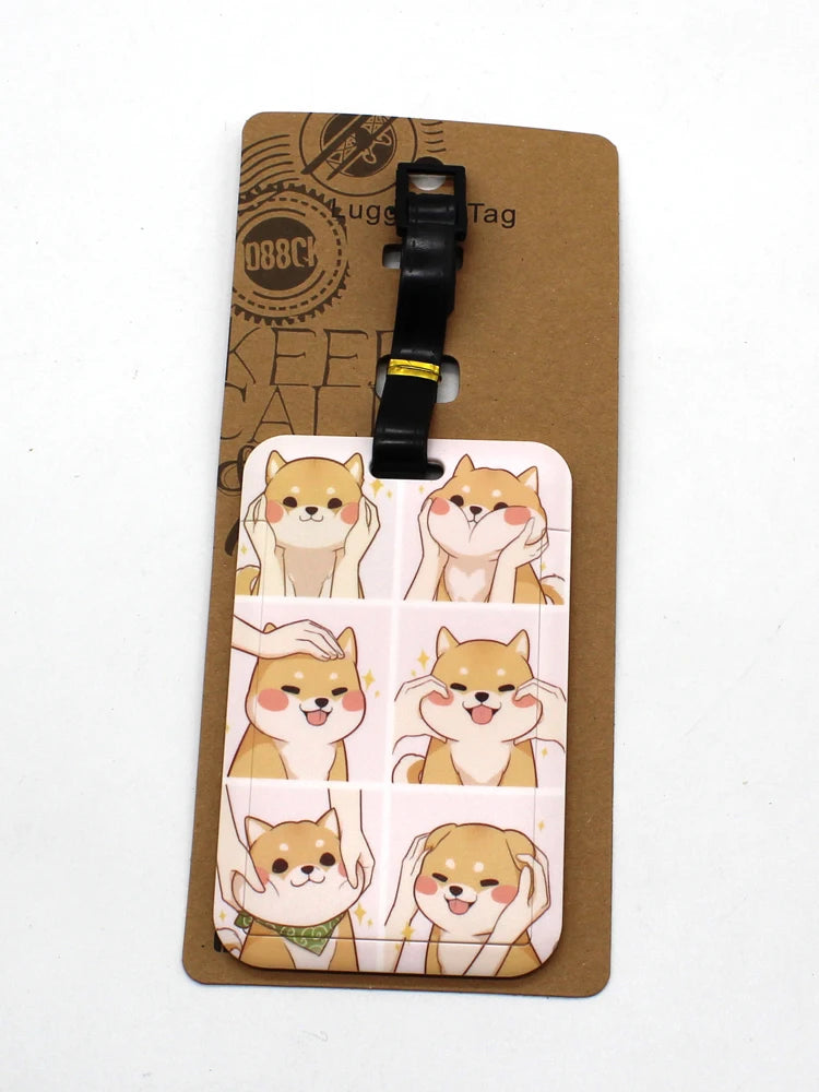 Cartoon Anime Dogs Luggage Tag Lovely Corgi Shiba Inu Akitas Suitcase ID Address Holder Pendent Portable Boarding Baggage Label