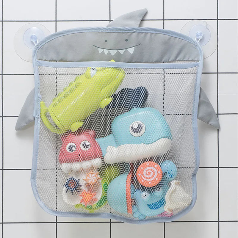 Mesh Bath Toy Organizer Cute Animal Suction Cups Quick Dry Mold Free Tub Storage Pouches for Babies Toddlers Bathroom Bathtubs