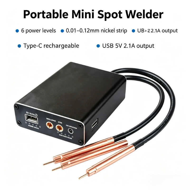 Portable Built-in Spot Welder Adjustable Power Mini Spot Welding Kit for DIY 18650 Lithium Nickel Strip Assembly