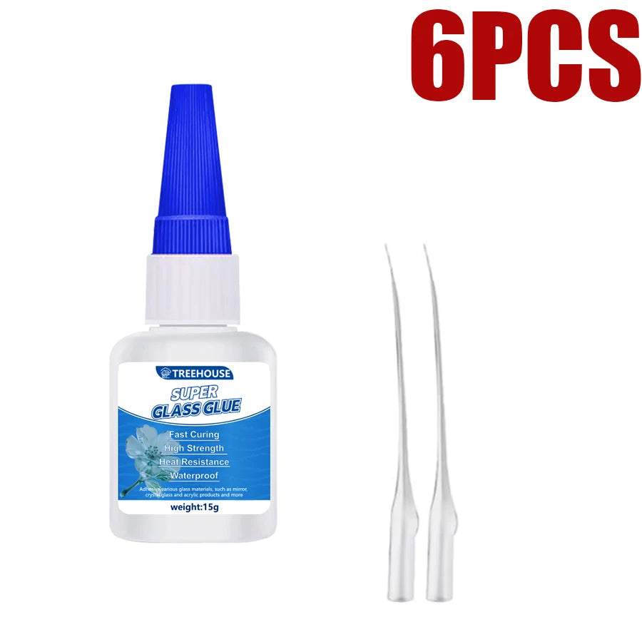 1-6pcs 35g CA Super Glass Glue Fast Curing Clear Waterproof Strong Adhesive for Glass, Mirror, Ceramic, Plastic & Metal Repair
