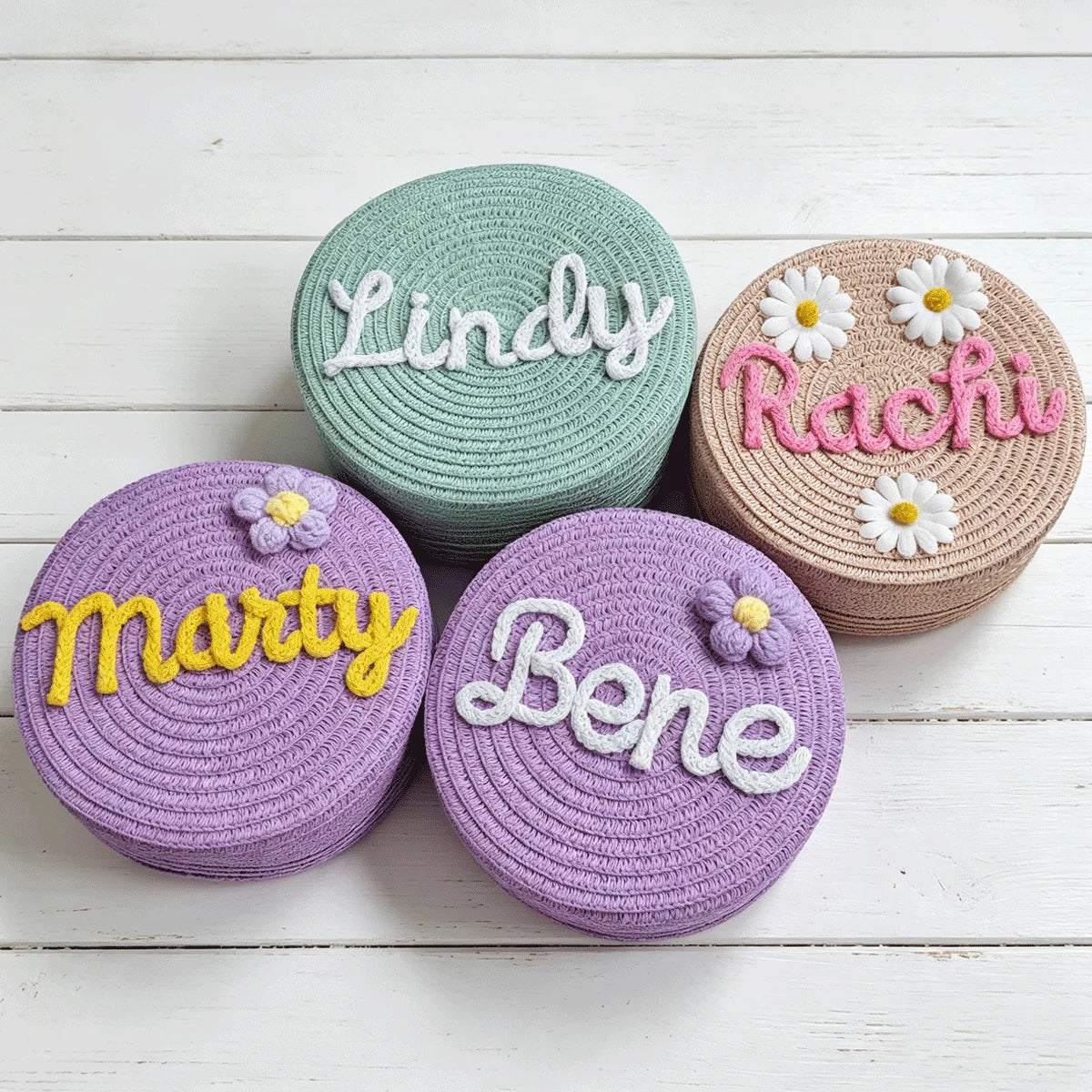 Personalized Custom Name Bag — Spring/Summer Round Straw Bag, Women's Beach Bag, Casual-Style Crossbody & Handbag