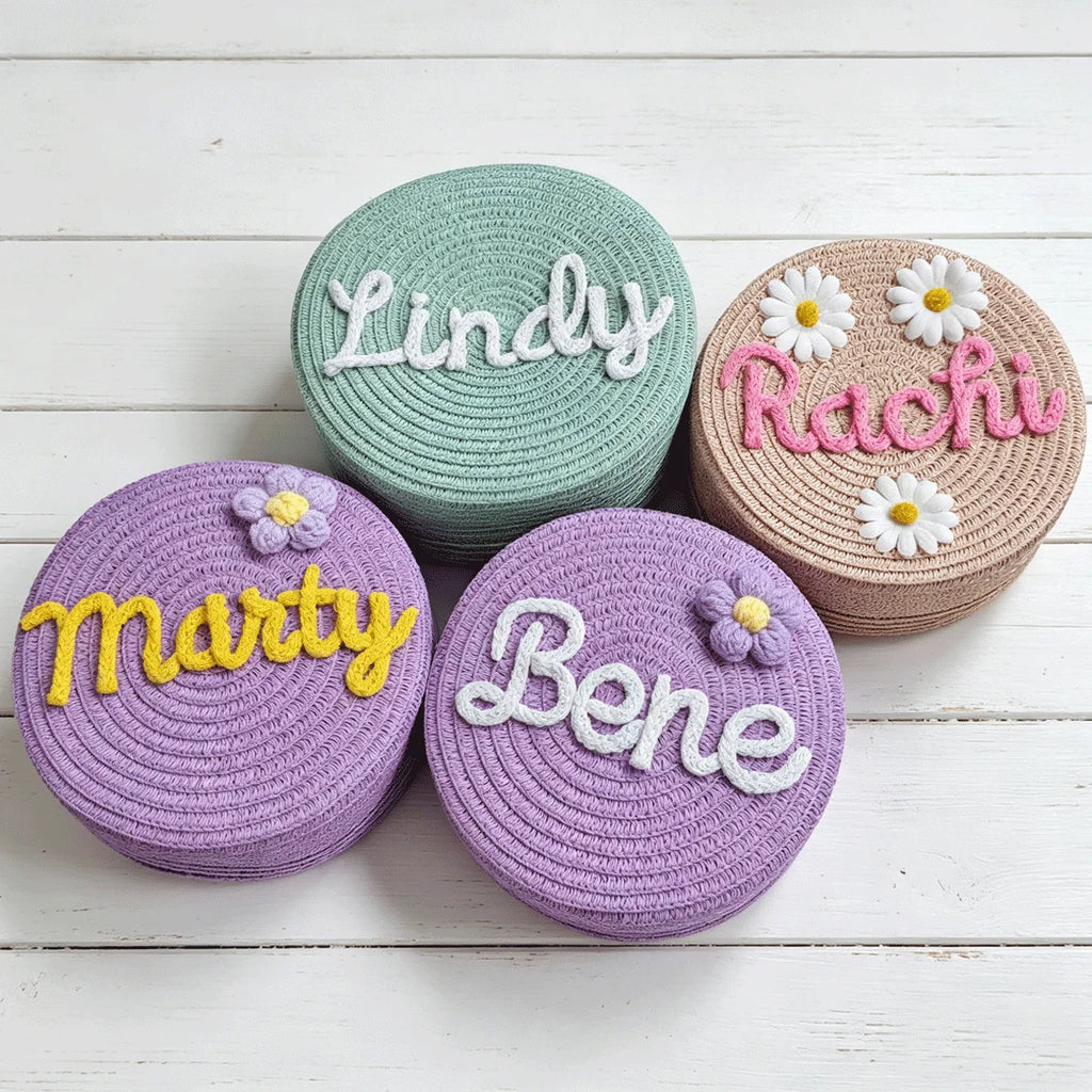 Personalized Custom Name Bag — Spring/Summer Round Straw Bag, Women's Beach Bag, Casual-Style Crossbody & Handbag