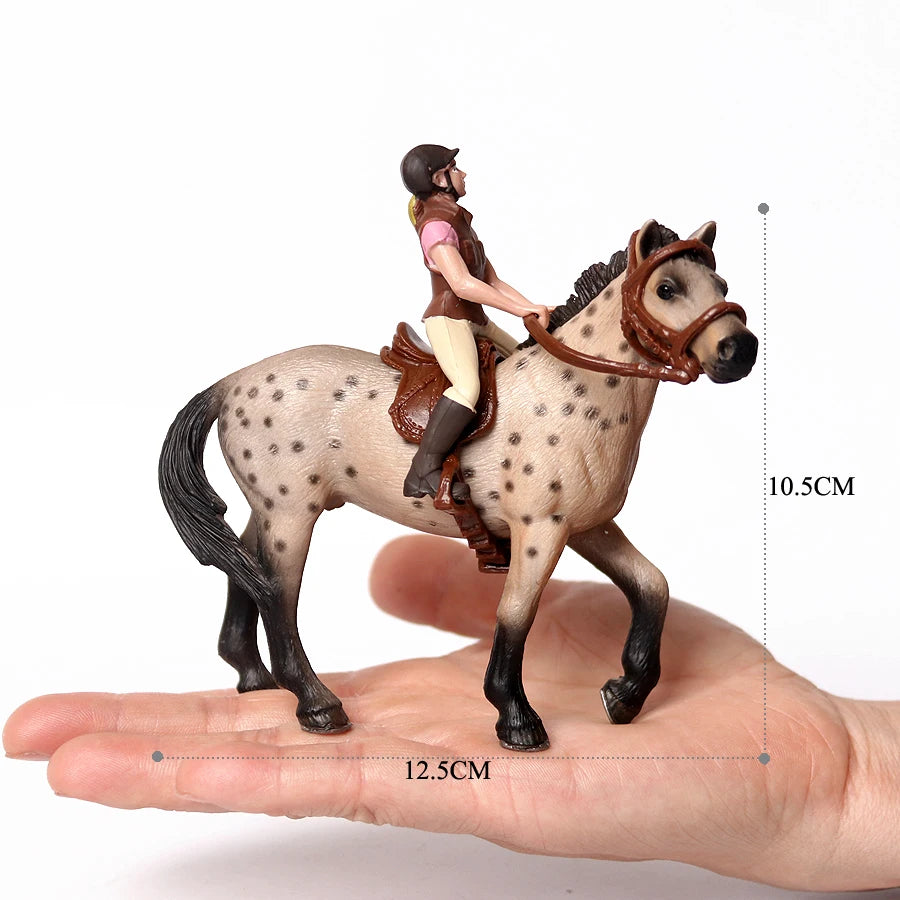 Realistic Equestrian Rider Horse with Saddle and Bridle Riding Playset Model Figures Decoration Educational Toys for Kids