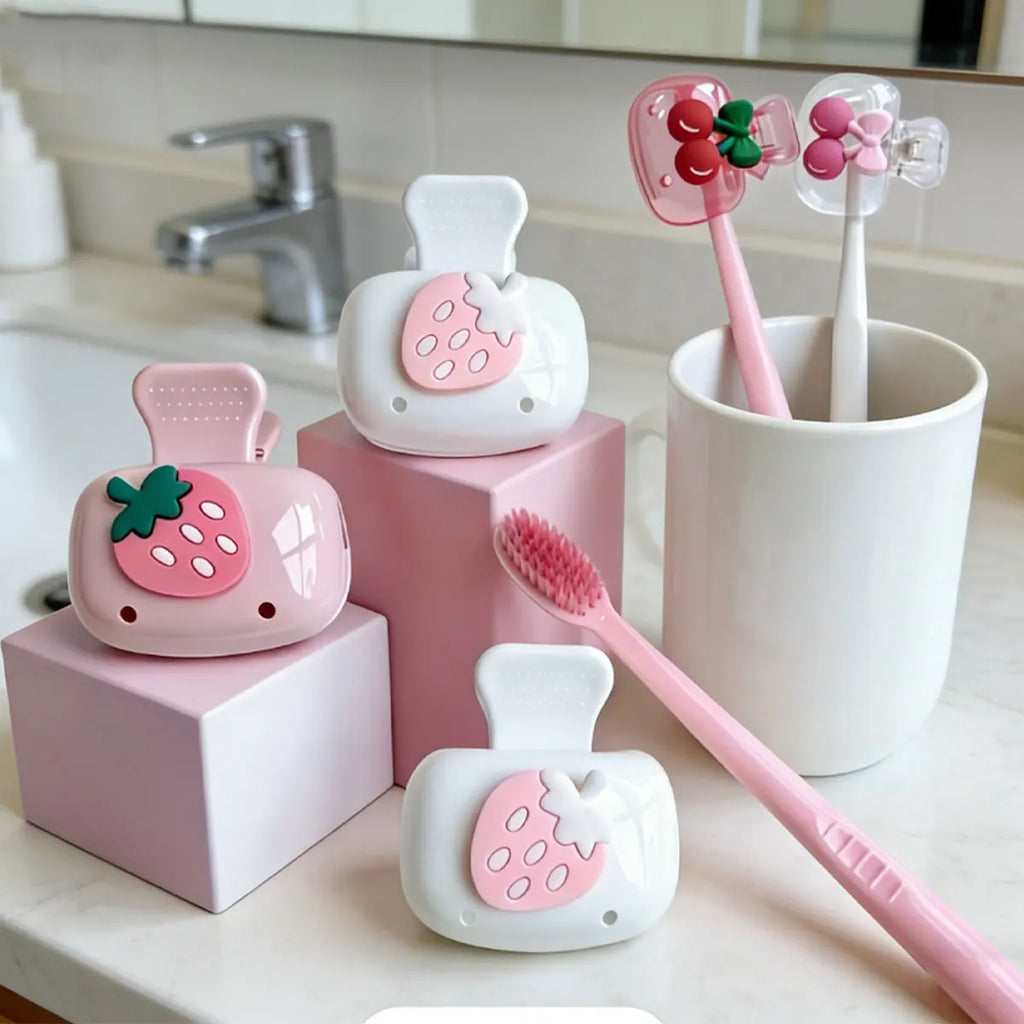 2PC Travel Toothbrush Head Covers Toothbrush Protector Cap Brush Pod Case Protective Portable Plastic Clip For Household Travel