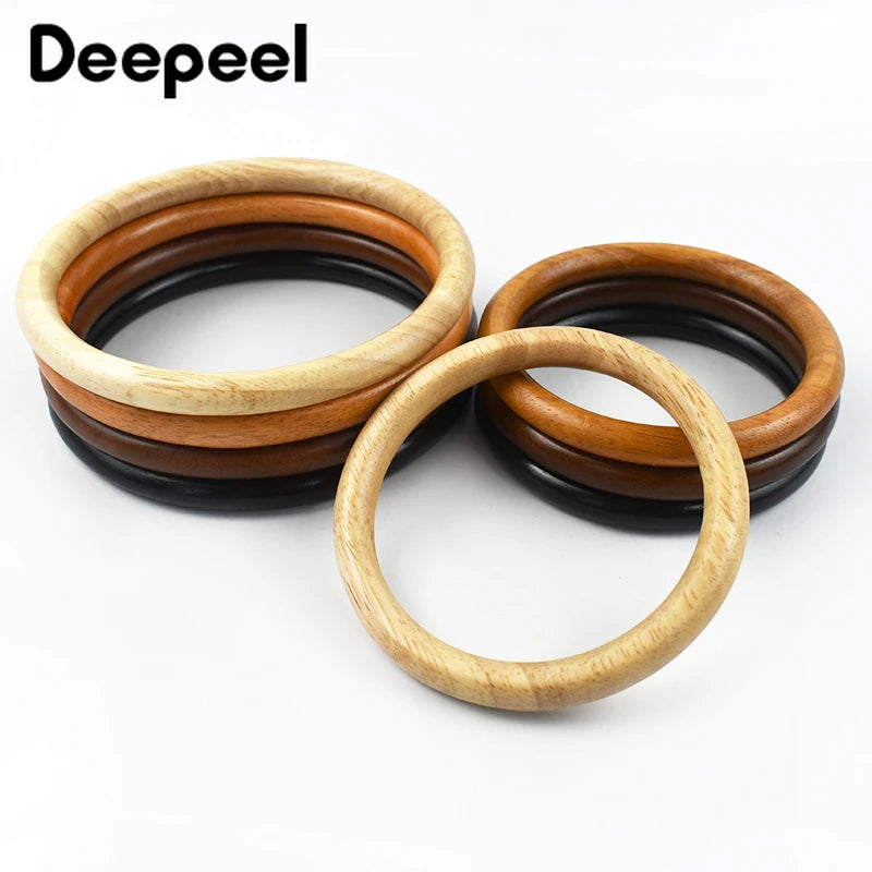 1/2Pcs 11/14cm Solid Wood Ring Bag Handles Purse Frame for Women Handbag Woven-Bag DIY Handmade Sewing Brackets Bags Accessories