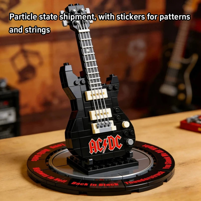 Brick Guitar Model Kit DIY Mini Electric Replica Ornament Rock Band Inspired Puzzle Toy Gift For Music Lovers Teens Desk Decor