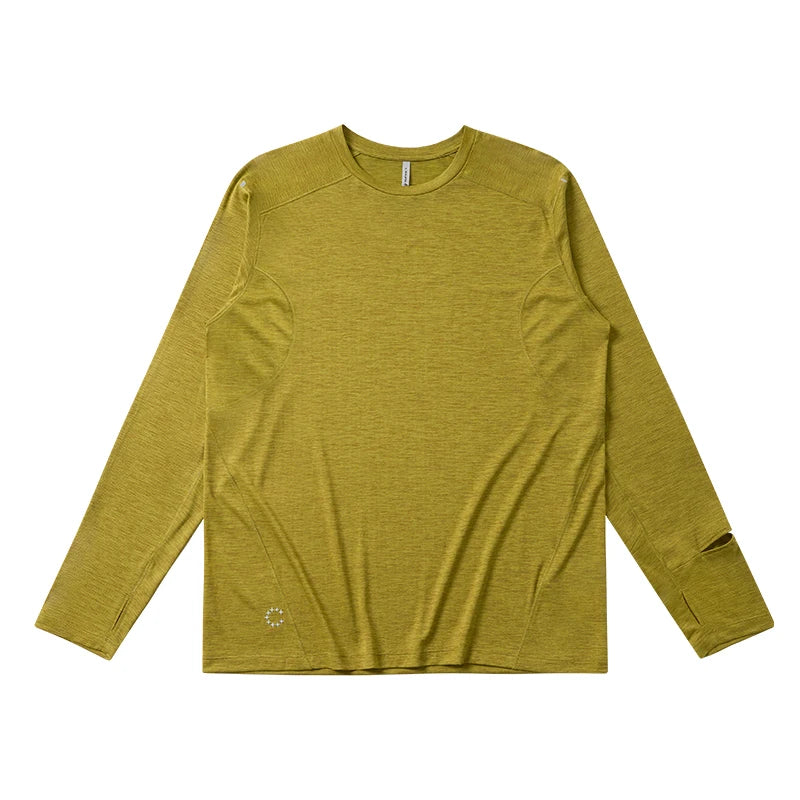 Men's Quick Dry Long Sleeve T-Shirt Sports Running Tee Summer Breathable Lightweight Fitness Gym Workout Top Activewear