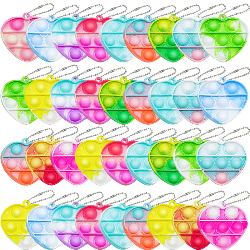 Mini Pop Keychain Fidget Toys Push Pop Bulk Keychain Party Favors For Kids Pop Bubble Toys Pack Boys Girls Adults