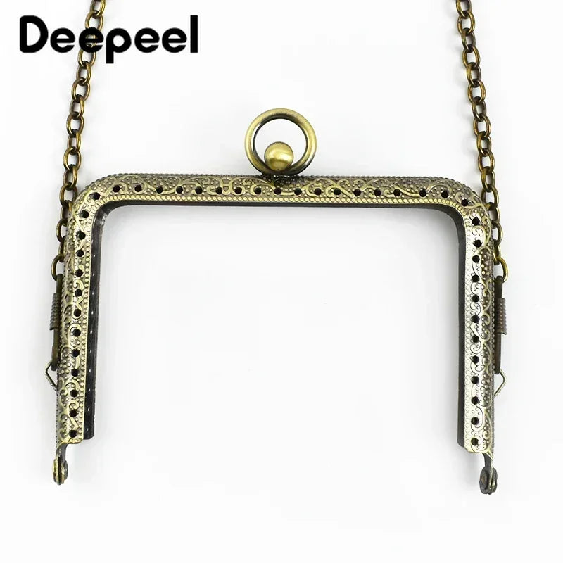 2/5Pcs Deepeel 11/12/13cm Embossed Metal Bag Handles Square Purse Frame Kiss Clasp wallet Brackets DIY Handmade Accessories