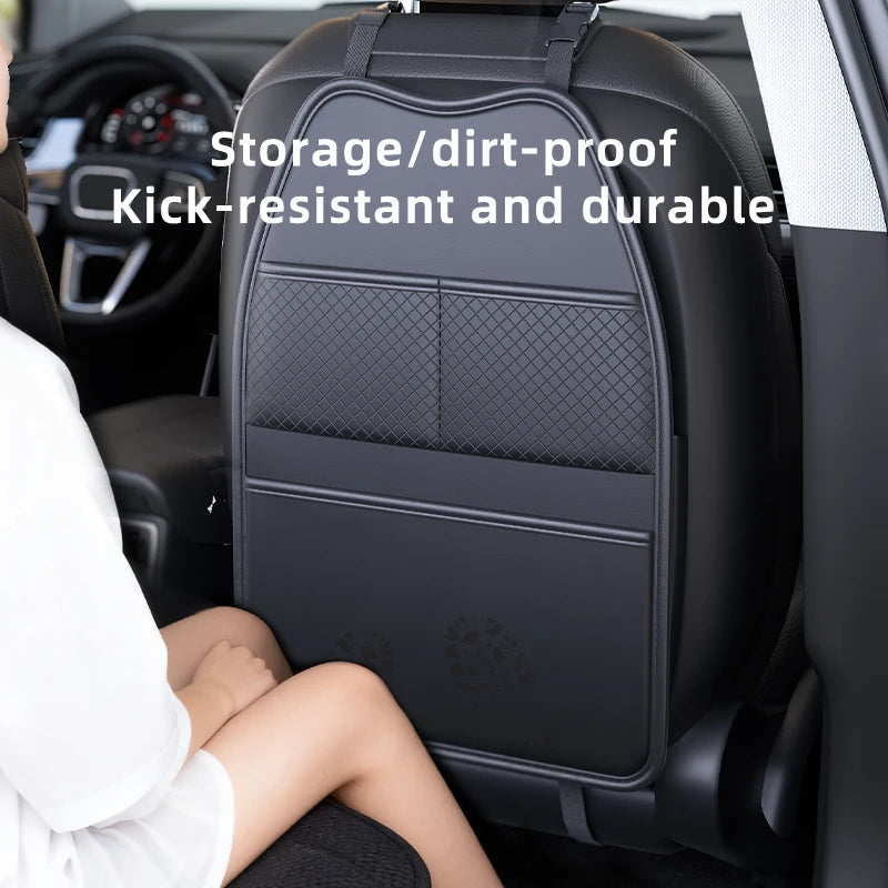 Backseat Car Organizer for Kids- Dual Pockets or Clear Tablet Window, Waterproof & Scratch-Resistant Seat Back Protector