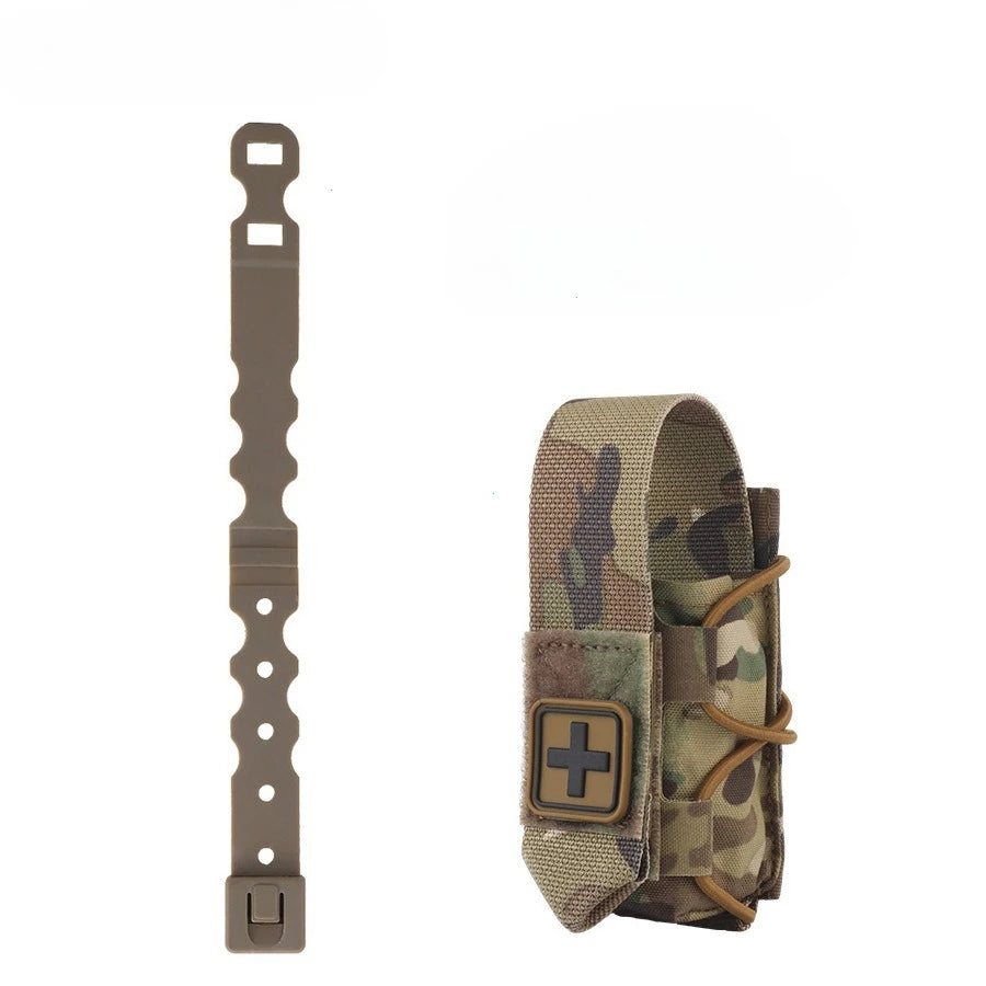 Molle Tourniquet Holder IFAK TQ Holder Tactical Medical Pouch Holster First Aid Kit Cross Patch/Bungee Cord With Tourniquet