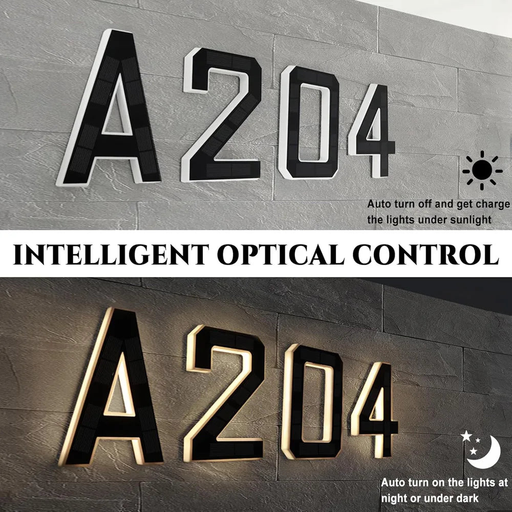 17CM Solar House Number Lights,House Sign Light Sensor, Address Sign Solar House Number Sign Led Address Number for Outdoor