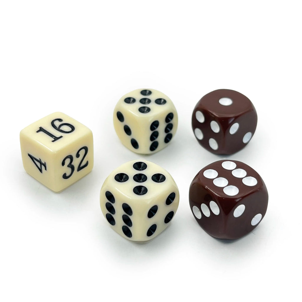 5pcs/Set Pearl Dice 16mm Doubling Cube and Four 16mm Pearl Point Dice For Backgammon Game