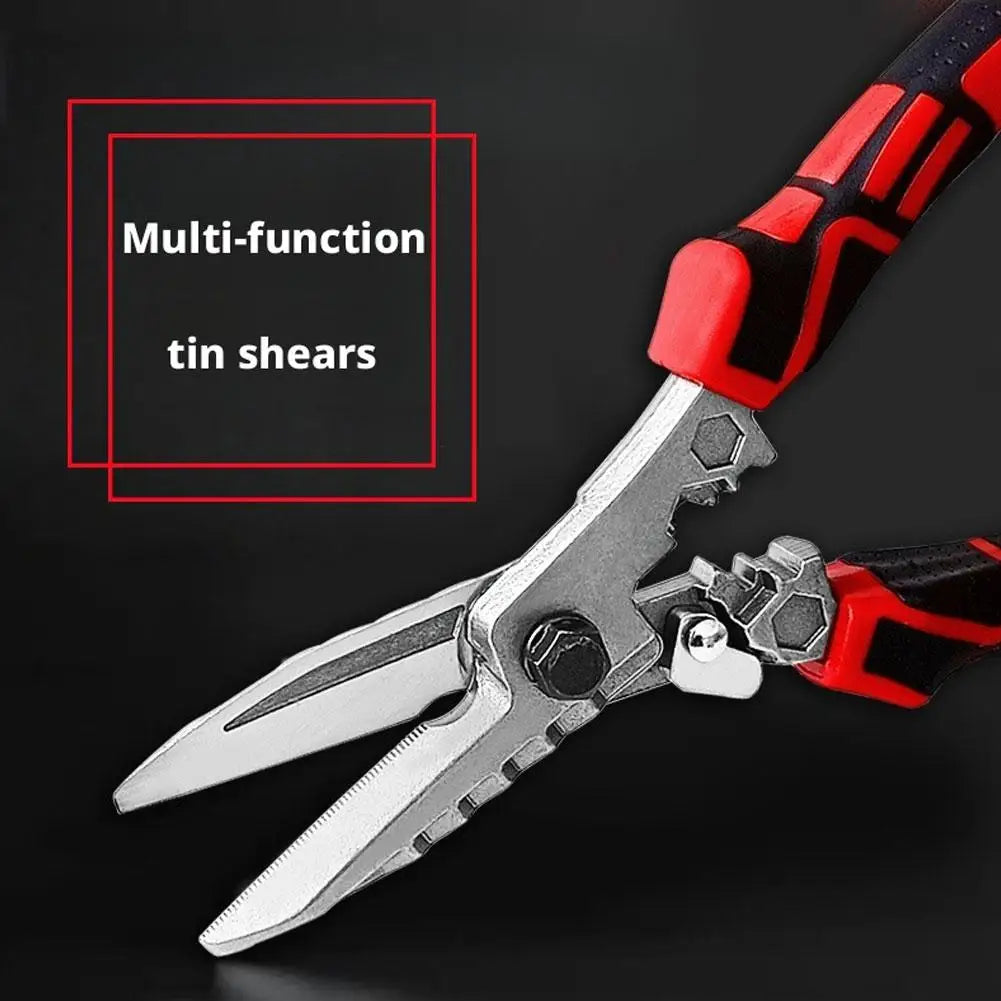 1Pc Multi-Functional Electrician Scissors, Crimping Wire Cutting Tool with Wrench Function for Metal Sheet and Cable Cutting