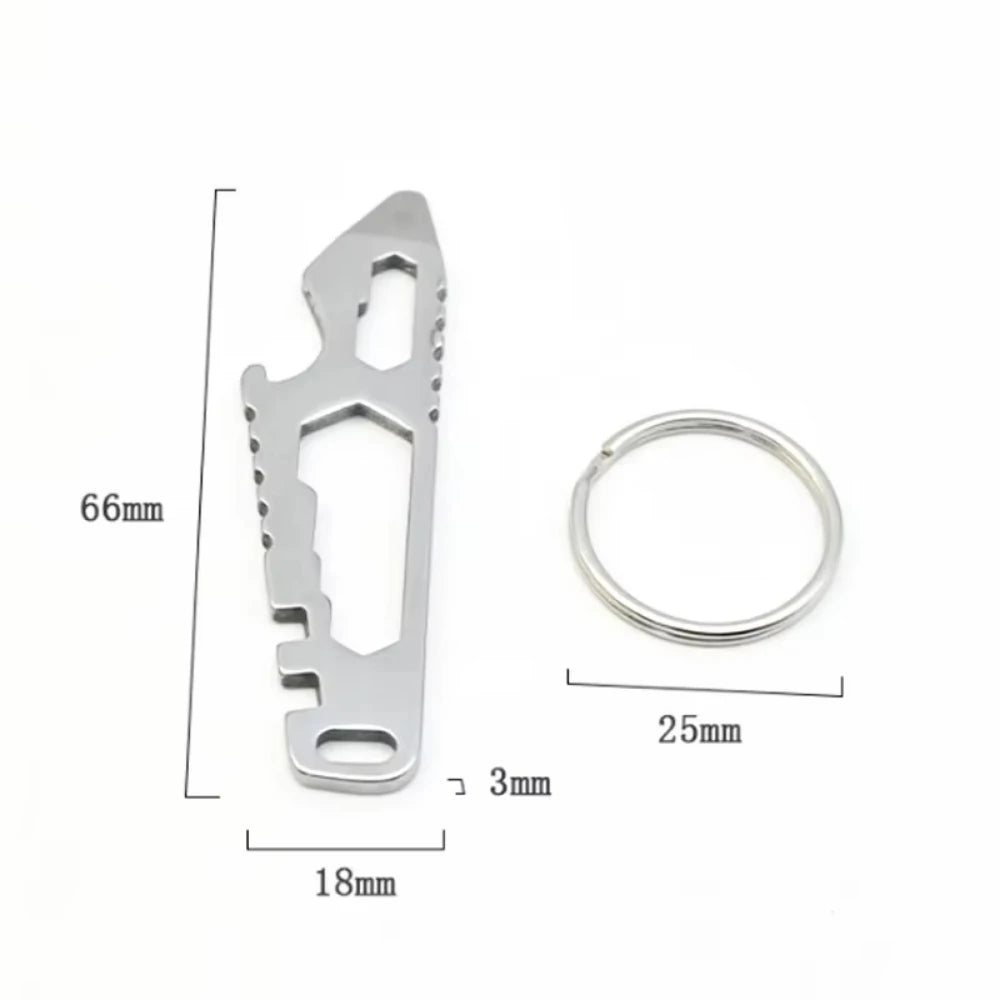 Mini Multifunctional Stainless Steel Pry Bar EDC Hex Wrench Bottle Opener Portable Outdoor Bicycle Repair Tool