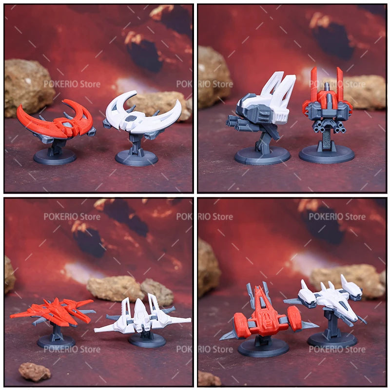 Mini War Machine Mecha Fighter Jet Series 3D Printed Starship Attack Helicopter Flutter Drone Movable Joints Assemble Models Toy